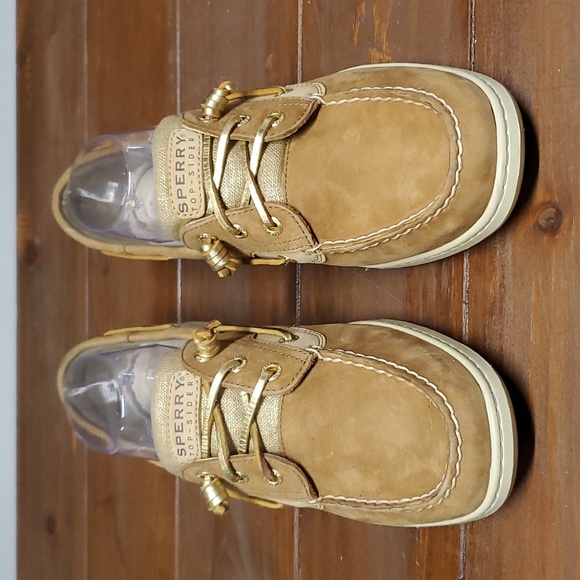 Gold & Leather Sperry Top Siders - Picture 3 of 9